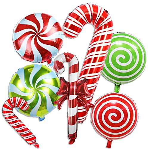 Weihnachts Luftballons, 16 Stück Weihnachten Deko Süßigkeiten Zuckerstange Folienballons, Rot Grün Weihnachtsdeko Candy Cane Ballons für Christmas Neujahrs Candyland Thema Babyparty Party Dekoration von Lingqiang