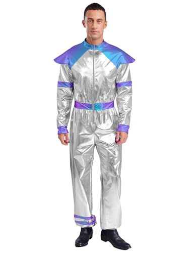 Linjinx Alien Kostüm Erwachsene Herren Astronaut Kostüm Anzug Overall Outfit Jumpsuit Glänzend Metallic Cosplay für Karneval Halloween Silber L Linjinx Alien Kostüm Erwachsene Herren Astronaut Kostüm Anzug Overall Outfit Jumpsuit Glänzend Metallic Cosplay für Karneval Halloween Silber L von Linjinx