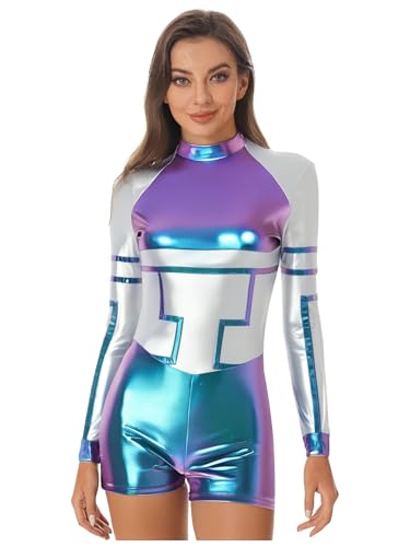 Linjinx Astronauten kostüm Damen Alien Kostüm Space Girl Kleid Metallic Glänzend Jumpsuit Overalls Ideal für Mottopartys Karneval Blau XL Linjinx Astronauten kostüm Damen Alien Kostüm Space Girl Kleid Metallic Glänzend Jumpsuit Overalls Ideal für Mottopartys Karneval Blau XL von Linjinx