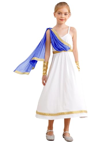 Linjinx Griechische Göttin Kostüm Set für Kinder Mädchen Römische Toga Antike Griechen Kleidung Anmutiges Kleid Halloween Fasching Mottoparty Outfit Königsblau 122-128 Linjinx Griechische Göttin Kostüm Set für Kinder Mädchen Römische Toga Antike Griechen Kleidung Anmutiges Kleid Halloween Fasching Mottoparty Outfit Königsblau 122-128 von Linjinx