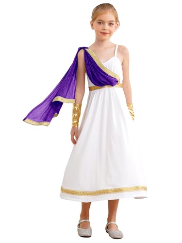 Linjinx Griechische Göttin Kostüm Set für Kinder Mädchen Römische Toga Antike Griechen Kleidung Anmutiges Kleid Halloween Fasching Mottoparty Outfit Lila 170 Linjinx Griechische Göttin Kostüm Set für Kinder Mädchen Römische Toga Antike Griechen Kleidung Anmutiges Kleid Halloween Fasching Mottoparty Outfit Lila 170 von Linjinx