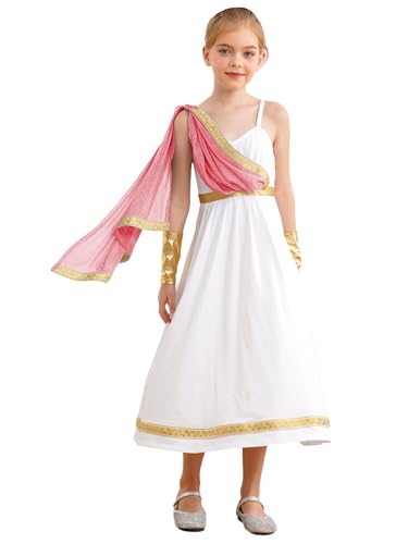 Linjinx Griechische Göttin Kostüm Set für Kinder Mädchen Römische Toga Antike Griechen Kleidung Anmutiges Kleid Halloween Fasching Mottoparty Outfit Rosa 170 Linjinx Griechische Göttin Kostüm Set für Kinder Mädchen Römische Toga Antike Griechen Kleidung Anmutiges Kleid Halloween Fasching Mottoparty Outfit Rosa 170 von Linjinx