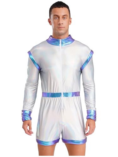 Linjinx Herren Astronaut Kostüm Herren Metallic Jumpsuit Langarm Bodysuit Weltall Raumfahrer Anzug Astronautenoverall Halloween Karneval Kostüm Blau 4XL Linjinx Herren Astronaut Kostüm Herren Metallic Jumpsuit Langarm Bodysuit Weltall Raumfahrer Anzug Astronautenoverall Halloween Karneval Kostüm Blau 4XL von Linjinx
