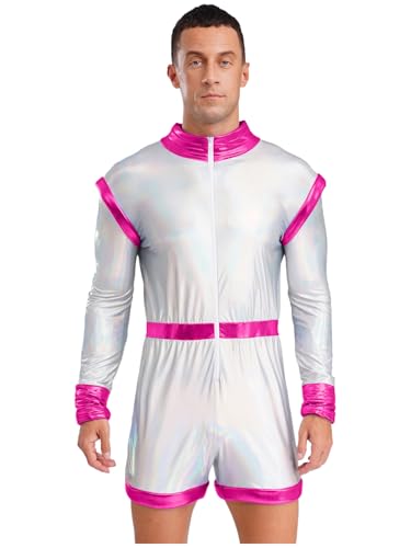 Linjinx Herren Astronaut Kostüm Herren Metallic Jumpsuit Langarm Bodysuit Weltall Raumfahrer Anzug Astronautenoverall Halloween Karneval Kostüm Hot Pink 4XL Linjinx Herren Astronaut Kostüm Herren Metallic Jumpsuit Langarm Bodysuit Weltall Raumfahrer Anzug Astronautenoverall Halloween Karneval Kostüm Hot Pink 4XL von Linjinx