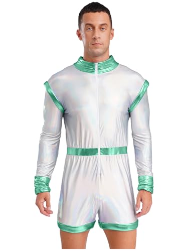 Linjinx Herren Astronaut Kostüm Herren Metallic Jumpsuit Langarm Bodysuit Weltall Raumfahrer Anzug Astronautenoverall Halloween Karneval Kostüm See Grün M Linjinx Herren Astronaut Kostüm Herren Metallic Jumpsuit Langarm Bodysuit Weltall Raumfahrer Anzug Astronautenoverall Halloween Karneval Kostüm See Grün M von Linjinx
