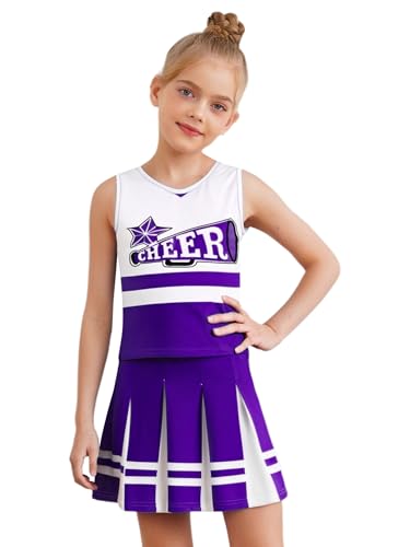 Linjinx Mädchen Cheer Leader Kostüm Kinder Cheer Outfit Ärmellos Crop Top mit Minirock Cheerleadingkleid für Karneval Halloween Fasching Mottoparty Linjinx Mädchen Cheer Leader Kostüm Kinder Cheer Outfit Ärmellos Crop Top mit Minirock Cheerleadingkleid für Karneval Halloween Fasching Mottoparty von Linjinx