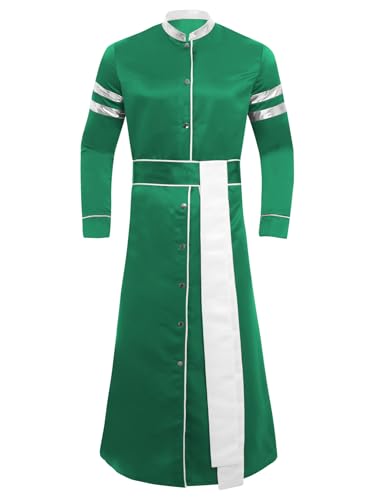 Linjinx Priester Robe Herren Patchwork Thobe Slim Fit Priester Kostüm mit Knopfverschluss Vorne Männer Cosplay Kostüm Grün S Linjinx Priester Robe Herren Patchwork Thobe Slim Fit Priester Kostüm mit Knopfverschluss Vorne Männer Cosplay Kostüm Grün S von Linjinx