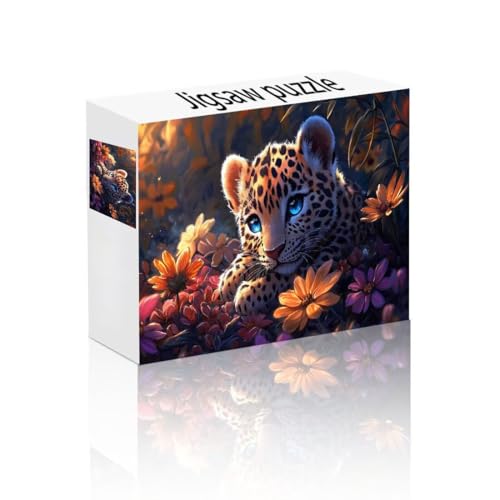 Puzzle Erwachsene 1000 Teile Blume, Leopard Kinderpuzzle Lernspiel Herausforderung Schwierigkeit, Vielfältig Bunt Puzzlespiele, Lustige Geschenke Wohndeko für Erwachsene und Kinder ab 14 Jahren D-6 von Linncen