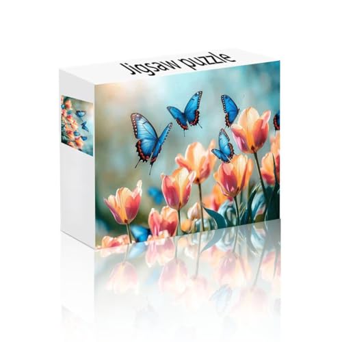 Puzzle Erwachsene 1000 Teile Schmetterling, Tulpe Kinderpuzzle Lernspiel Herausforderung Schwierigkeit, Vielfältig Bunt Puzzlespiele, Lustige Geschenke Wohndeko für Erwachsene Kinder ab 14 Jahren Y-0 von Linncen