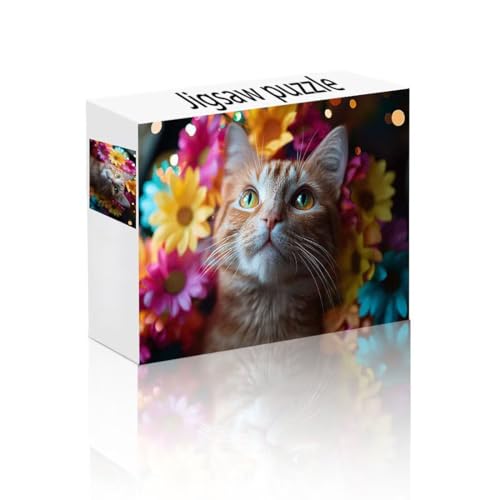 Puzzle Erwachsene 140 Teile Katze, Gänseblümchen Kinderpuzzle Lernspiel Herausforderung Schwierigkeit, Vielfältig Bunt Puzzlespiele, Lustige Geschenke Wohndeko für Erwachsene Kinder ab 14 Jahren Z-6 von Linncen