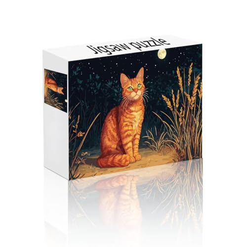 Puzzle Erwachsene 140 Teile Mond, Katze Puzzle Lernspiel Herausforderung Schwierigkeit, Vielfältig und Bunt Puzzlespiele, Freizeitaktivität Lustige Geschenke Wohndeko für Erwachsene ab 14 Jahren E-9 von Linncen