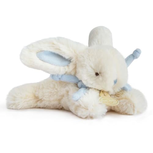 Linnea Kuscheltier Hase, 16 cm, Polyester, Kollektion Hase Bonbon, Weiß/Blau von Linnea