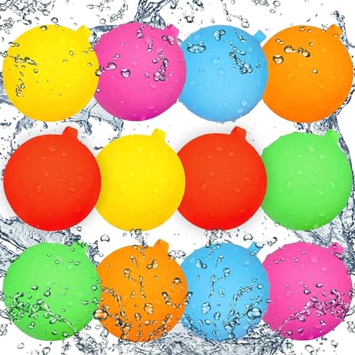 12/24 Stück wiederverwendbare Wasserballons, nachfüllbarer Wasserballon, schnelles Befüllen, selbstdichtende Wasserbombe, Spritzbälle, Schwimmbadspielzeug(12pcs) von Linsomo