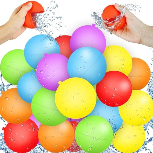 12/24 Stück wiederverwendbare Wasserballons, nachfüllbarer Wasserballon, schnelles Befüllen, selbstdichtende Wasserbombe, Spritzbälle, Schwimmbadspielzeug(24pcs) von Linsomo