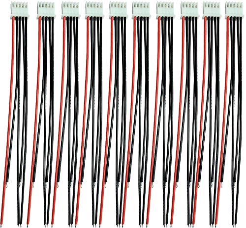 LinsyRC 10 Stück 4S 5-Pin JST-XH 2S-6S Balancer Kabel Ausgleichsstecker Verlängerungskabel 15CM 22AWG für RC-Batterie (4S) von LinsyRC