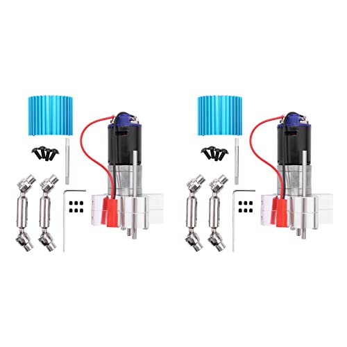 Lioggyet 2X Metall Getriebe Getriebe 370 Motor mit Antriebs Welle Upgrade Zubehör für C14 C24 B24 B36 MN D90 MN99S RC Auto, Silber von Lioggyet