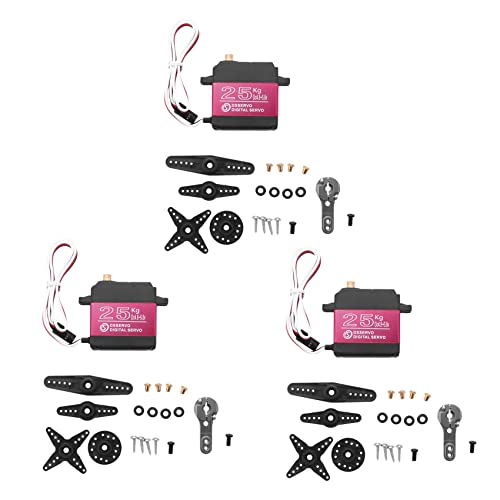 Lioggyet 3 x 25 kg digitales Servogetriebe, Vollmetallgetriebe, hohes Drehmoment, wasserdicht, für RC Roboter, Fahrzeugortung, Kontrollwinkel 270 ° von Lioggyet