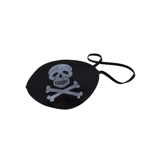 BestSaller 1535 Piraten-Augenklappe mit Stretchband, Totenkopfaufdruck, schwarz (1 Stück) von BestSaller