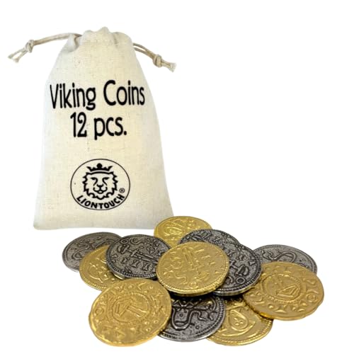 Liontouch - Wikinger-Münzset - 12 Stück | Metallmünzen mit Thors Hammer & Bluetooth-Motiven | Gold- & Silbermünzen für Berserker-Kostüme | Basierend auf echten Designs aus dem 10. Jahrhundert Liontouch - Wikinger-Münzset - 12 Stück | Metallmünzen mit Thors Hammer & Bluetooth-Motiven | Gold- & Silbermünzen für Berserker-Kostüme | Basierend auf echten Designs aus dem 10. Jahrhundert von Liontouch