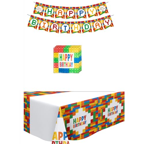 Baustein Geburtstag Dekoration Geburtstag Partygeschirr Servietten Tischdecke Banner etc Baustein Partyzubehör Baustein Geburtstag Dekoration Geburtstag Partygeschirr Servietten Tischdecke Banner etc Baustein Partyzubehör von Liooce