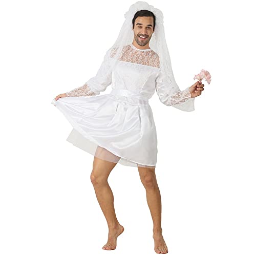 Herren Braut Kostüm Lustige Junggeselle Hochzeitskleid Halloween Kostüme Für Männer Halloween Carnival Anzug String Ladies Festival Party Männer Hochzeitskleid Outfits von Lipfer