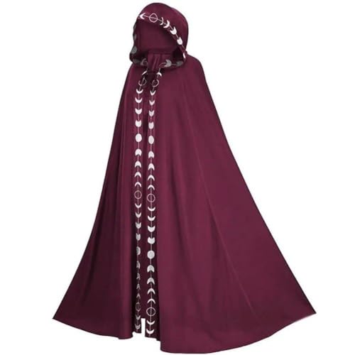 Lipfer Halloween-cosplay-kostüme, Kapuzenumhänge, Monddruck, Unisex-umhang, Mittelalterlich, Extra Lang, Schnürumhang, Kleid, Outfits, Karnevalsanzug von Lipfer