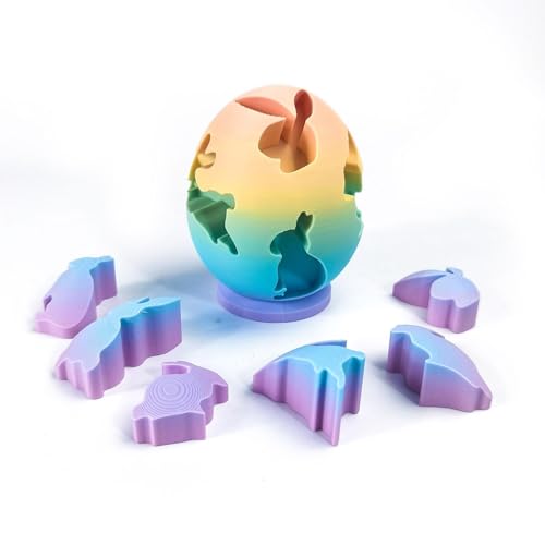 3D -gedrucktes Eierspielzeug, Toy Eggs 3D gedruckt, Desktop -Ornament Toys, Lustige Kaninchen -Puzzle -Bausteine, dekorative Handwerksverzierung für Urlaubsdekoration von Liqzirtu