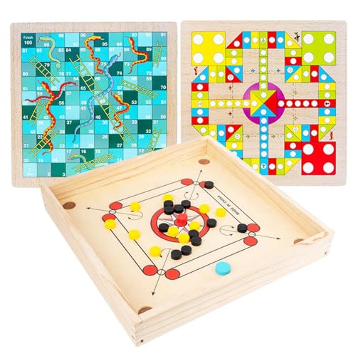 Klassiker carrm Board Set - Holzstreikmünzenspiel, pädagogisches Indoor -Spiel | carrm Streik vielseitiges Tischerwartungsspiel, Glatte Oberflächenfamilien -Fun -Board -Zubehör für Liebhaber von Liqzirtu