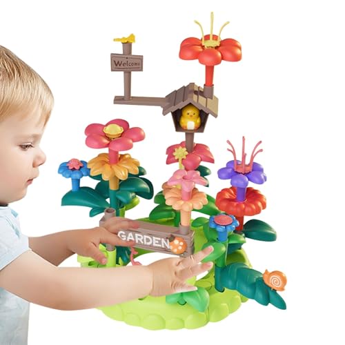 Liqzirtu Blumenbau-Set, Blumenbau-Spielzeugset, Blumen-Stapelblöcke, Lernspielzeug für Kinder, Stapelspiel für von Liqzirtu