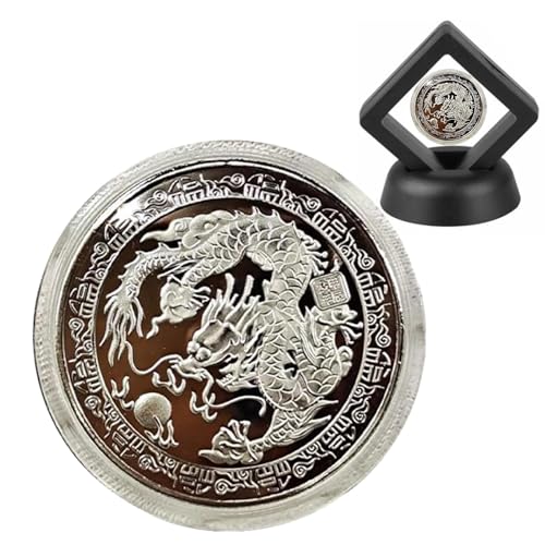 Liqzirtu Dragon Lucky Gold Coin - 2024 Zodiakjahr des -Gedenkmünzjahres des | Gedenkmedaille, die mit Perlen spielt, elektropliertes Gold- und Silber -Single - spielt von Liqzirtu