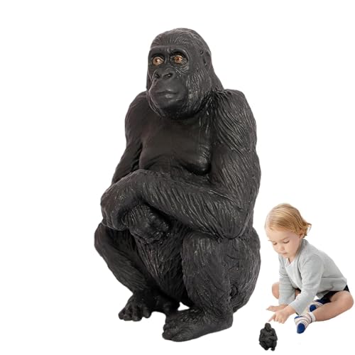 Liqzirtu Gorilla Modell, Miniatur -Gorilla -Figuren - Kleine Orang -Utan -Skulptur,Bildung Kognitiver Tier Spielzeug Wildtier Figuren Gefälligkeiten für Mädchen Kinder von Liqzirtu