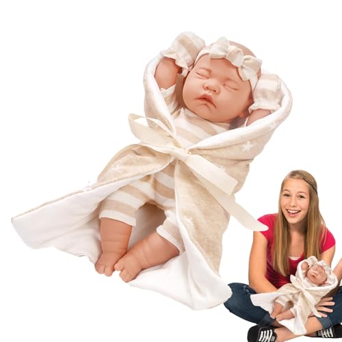 Liqzirtu Realistische wiedergeborene Puppe, wiedergeborene Kleinkindpuppen,Realistische schlafende Kleinkindpuppe | Rebirth-Puppe mit Schlafsack für, Mädchen, Kinder, Kleinkinder von Liqzirtu