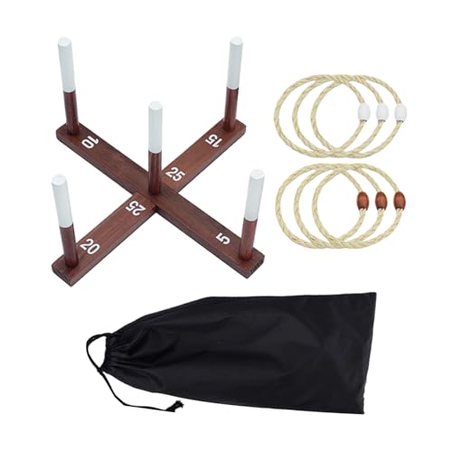 Liqzirtu Ringwurfspiel Outdoor Wurfspiel Holz - Ringe Werfen Spiel für Kinder und Erwachsene | Ringwurf-Spiel aus Holz mit 5 Spielstäben und 4 Ringen aus Sisal für den Sommer, im Garten oder Park Liqzirtu Ringwurfspiel Outdoor Wurfspiel Holz - Ringe Werfen Spiel für Kinder und Erwachsene | Ringwurf-Spiel aus Holz mit 5 Spielstäben und 4 Ringen aus Sisal für den Sommer, im Garten oder Park von Liqzirtu