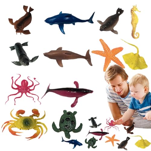 Tierkreatur Tierset - Realistische Ozeantierfiguren, 12 Stücke Realistisches Tierspielzeug | Sortiertes Meer Animal Playset, Bildung Kreaturen für Kinder sammelbare Wassertiermodelle Strandspiel von Liqzirtu