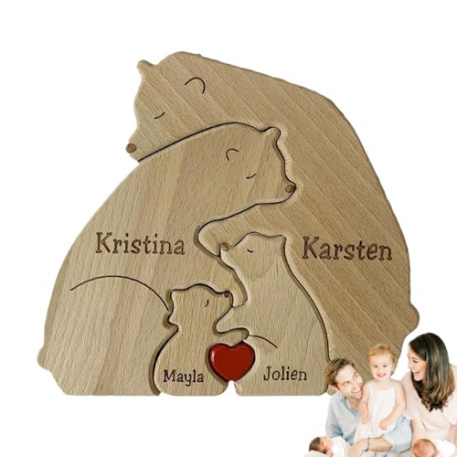 Tierpuzzle aus Holz - Bärenfamilien-Puzzles für Kinder, Familienpuzzle aus Holz | Puzzle aus Holz, Tierskulptur, dekorative Puzzles, pädagogisches Holz-Tierpuzzle, Tischaufsatz von Liqzirtu