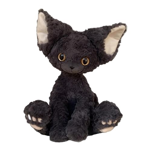 blacck cat Plush - Katzenplüschspielzeug, niedliche Puppenspielzeug | Süße schwarze Katze Plüsch Puppe gefülltes Spielzeug, Sofa Kissen Dekoration Puppe für Wohnzimmer Schlafzimmer Schlafzimmer Wohnhe von Liqzirtu