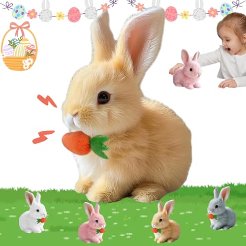 Lircofi Bunny Pal Hase, Bunny Mein Realistisches Kaninchen, Hüpfendes Fanyil Bunnypal, Interaktives Kuscheltier Hase Mit Geräuschen (Braun) von Lircofi