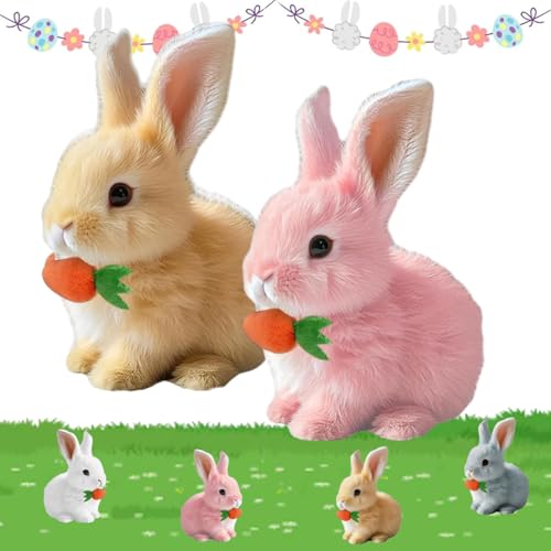 Lircofi Bunny Pal Hase, Bunny Mein Realistisches Kaninchen, Hüpfendes Fanyil Bunnypal, Interaktives Kuscheltier Hase Mit Geräuschen (Braun+Rosa) von Lircofi