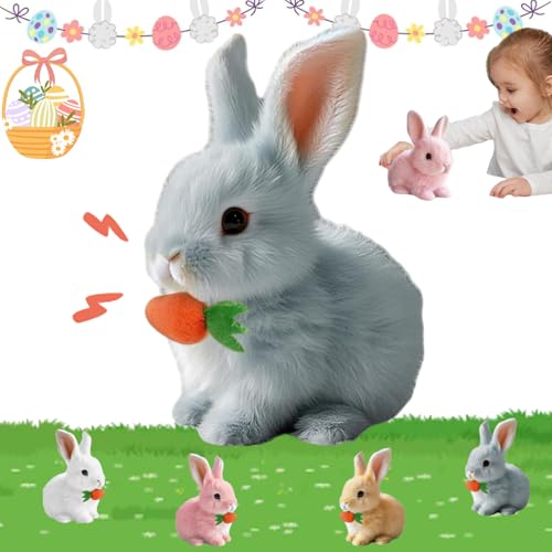 Lircofi Bunny Pal Hase, Bunny Mein Realistisches Kaninchen, Hüpfendes Fanyil Bunnypal, Interaktives Kuscheltier Hase Mit Geräuschen (Grau) von Lircofi