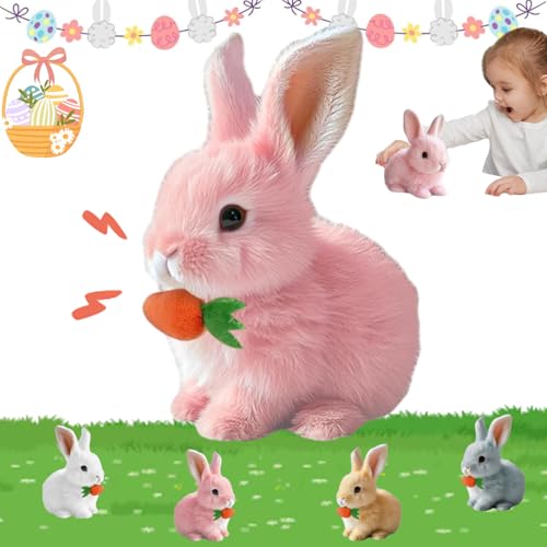 Lircofi Bunny Pal Hase, Bunny Mein Realistisches Kaninchen, Hüpfendes Fanyil Bunnypal, Interaktives Kuscheltier Hase Mit Geräuschen (Rosa) von Lircofi