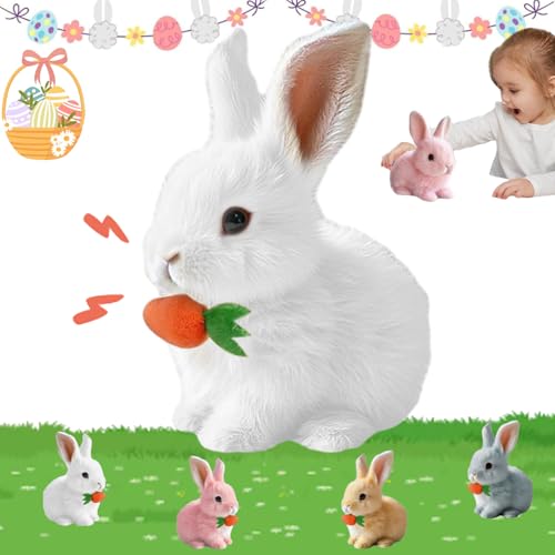 Lircofi Bunny Pal Hase, Bunny Mein Realistisches Kaninchen, Hüpfendes Fanyil Bunnypal, Interaktives Kuscheltier Hase Mit Geräuschen (Weiß) von Lircofi