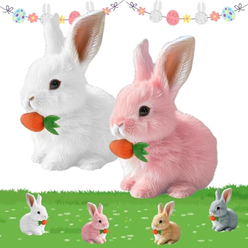 Lircofi Bunny Pal Hase, Bunny Mein Realistisches Kaninchen, Hüpfendes Fanyil Bunnypal, Interaktives Kuscheltier Hase Mit Geräuschen (Weiß+Rosa) von Lircofi