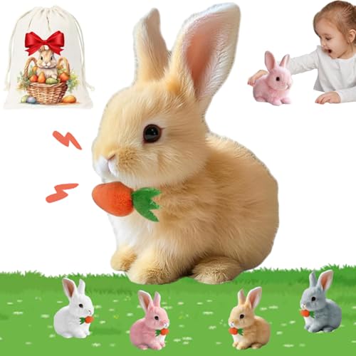 Lircofi Petsboro Bunny Pal, Mein Realistisches Kaninchen Spielzeug, Pets Boro Interaktives Bunnypal with Sound (Gelb) von Lircofi