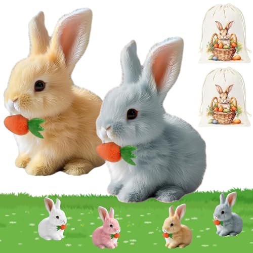 Lircofi Petsboro Bunny Pal, Mein Realistisches Kaninchen Spielzeug, Pets Boro Interaktives Bunnypal with Sound (Gelb+Grau) von Lircofi