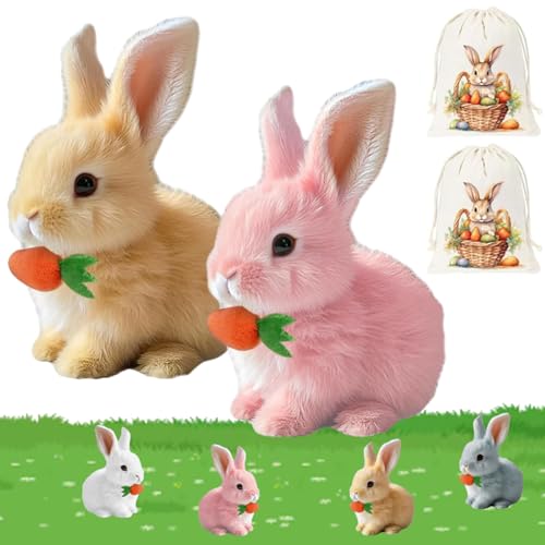 Lircofi Petsboro Bunny Pal, Mein Realistisches Kaninchen Spielzeug, Pets Boro Interaktives Bunnypal with Sound (Gelb+Rosa) von Lircofi