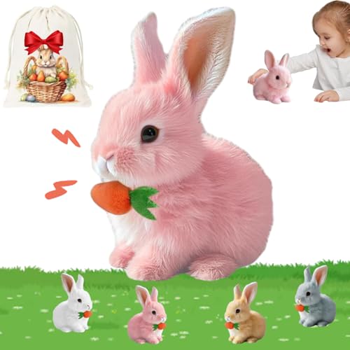 Lircofi Petsboro Bunny Pal, Mein Realistisches Kaninchen Spielzeug, Pets Boro Interaktives Bunnypal with Sound (Rosa) von Lircofi