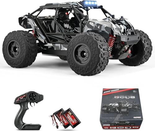 Ferngesteuertes Auto, 2,4 GHz 1:18 Proportional 4WD 50+ km/h Hobby Offroad Monster RC Truck, RC Crawler mit LED Licht, 2 Batterien von Lischwert