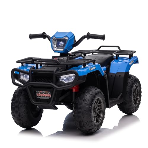 Lischwert Elektro Kinderquad, 12V Kinder Elektrische ATV mit LED-Scheinwerfern, Musik & Hupe, Elektroauto mit 4 rutschfeste Räder & langsamer Start, für Kinder 3–6 Jahre alt (Blau) von Lischwert