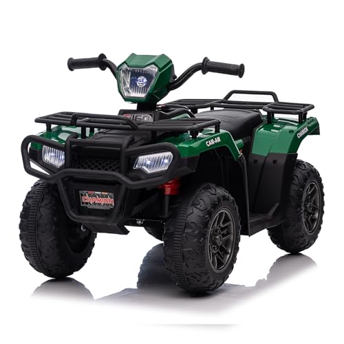 Lischwert Elektro Kinderquad, 12V Kinder Elektrische ATV mit LED-Scheinwerfern, Musik & Hupe, Elektroauto mit 4 rutschfeste Räder & langsamer Start, für Kinder 3–6 Jahre alt (Grün) von Lischwert