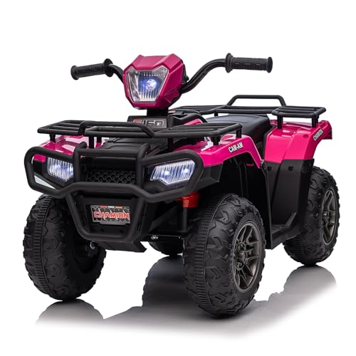 Lischwert Elektro Kinderquad, 12V Kinder Elektrische ATV mit LED-Scheinwerfern, Musik & Hupe, Elektroauto mit 4 rutschfeste Räder & langsamer Start, für Kinder 3–6 Jahre alt (Roserot) von Lischwert